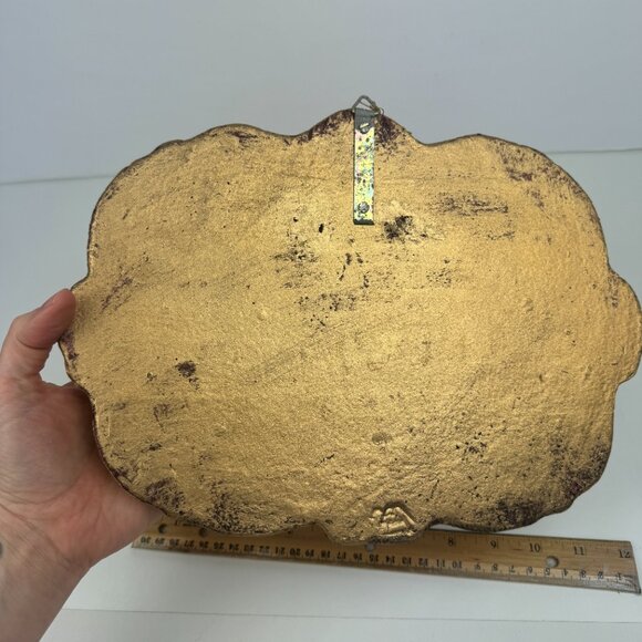 Vtg 95 Seasons Greetings Christmas Holiday Lightweight Foam Sign Gold Color Deco - Picture 11 of 11